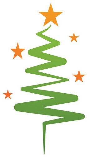 Stiliserad julgran med stjärnor